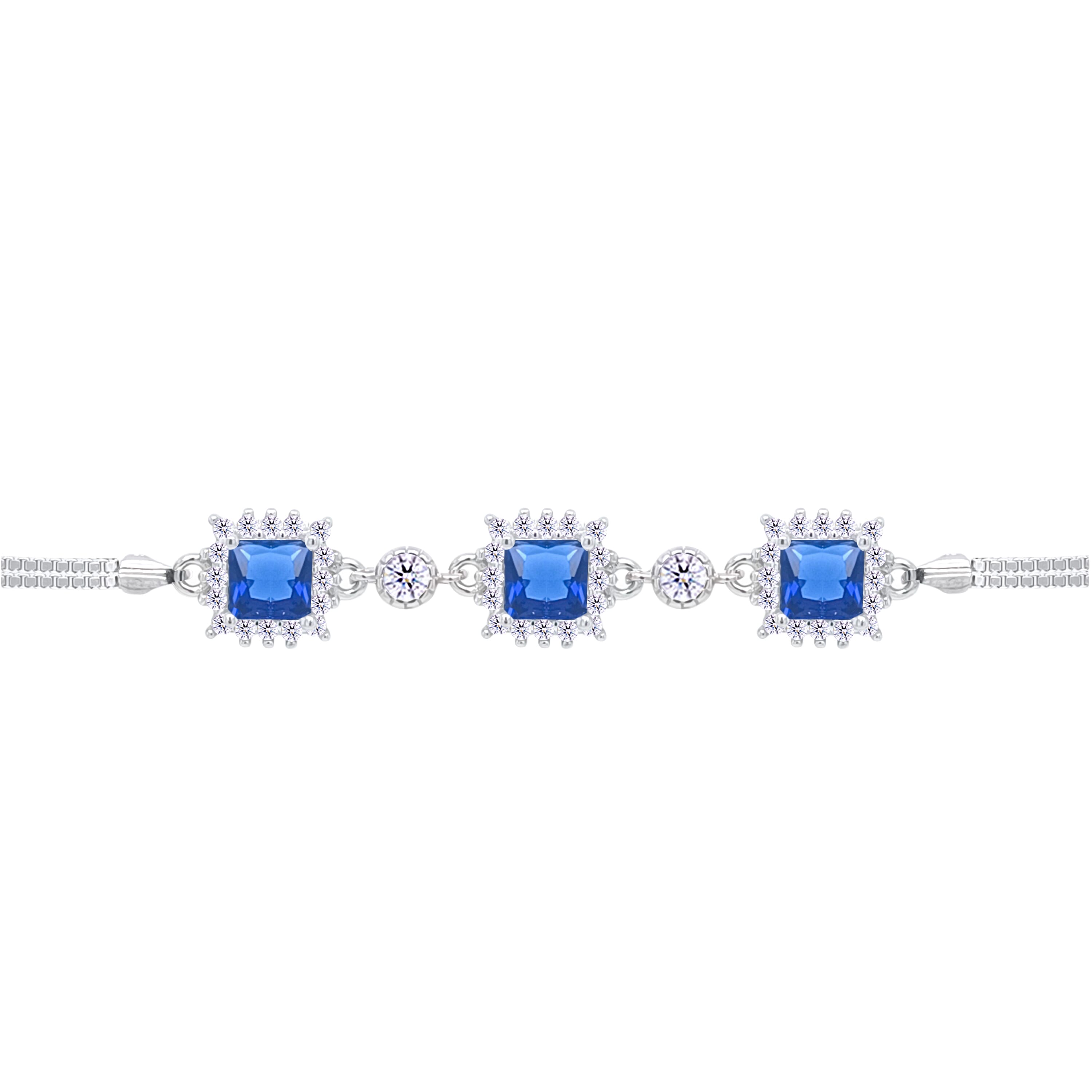 Asfour Crystal Tennis Bracelet With Turquoise Pear & Emerald Zircon In 925 Sterling Silver