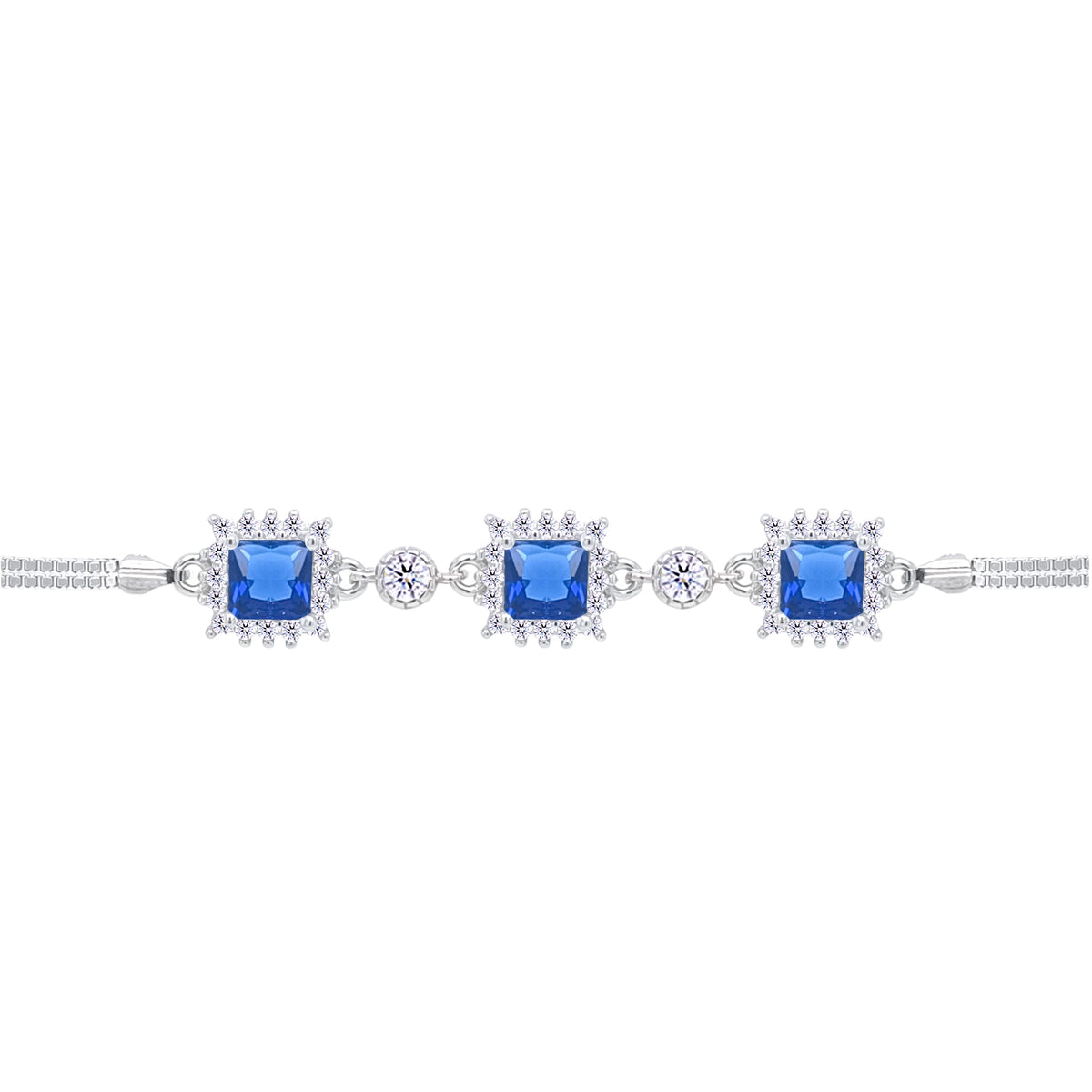 Asfour Crystal Tennis Bracelet With Turquoise Pear & Emerald Zircon In 925 Sterling Silver
