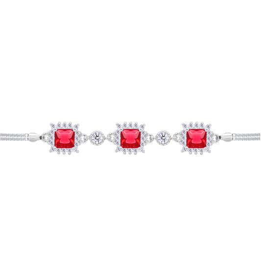 Asfour Crystal Tennis Bracelet With Turquoise Pear & Emerald Zircon In 925 Sterling Silver