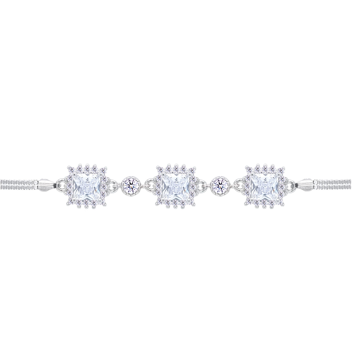 Asfour Crystal Tennis Bracelet With Turquoise Pear & Emerald Zircon In 925 Sterling Silver