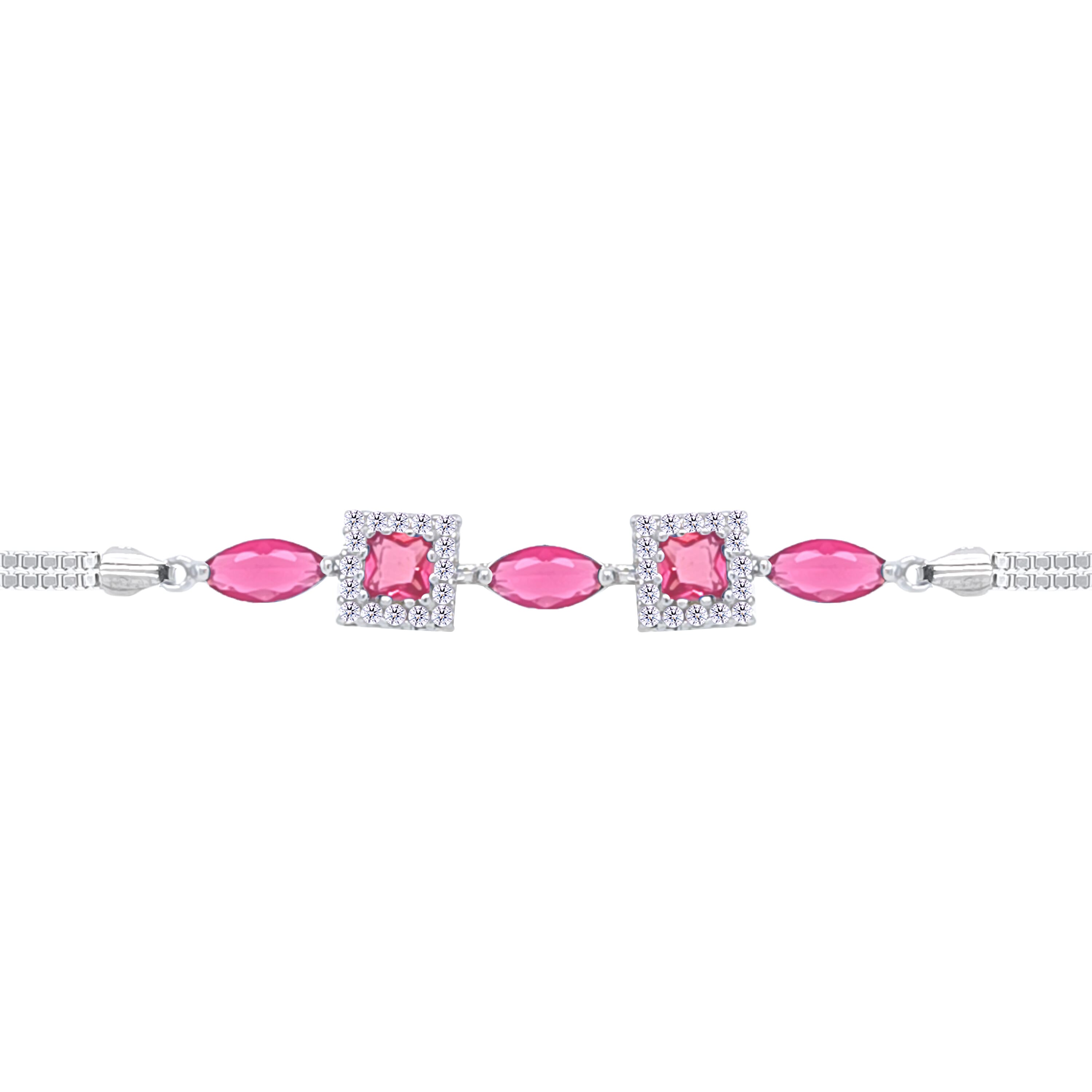 Asfour Crystal Tennis Bracelet With Turquoise Pear & Emerald Zircon In 925 Sterling Silver