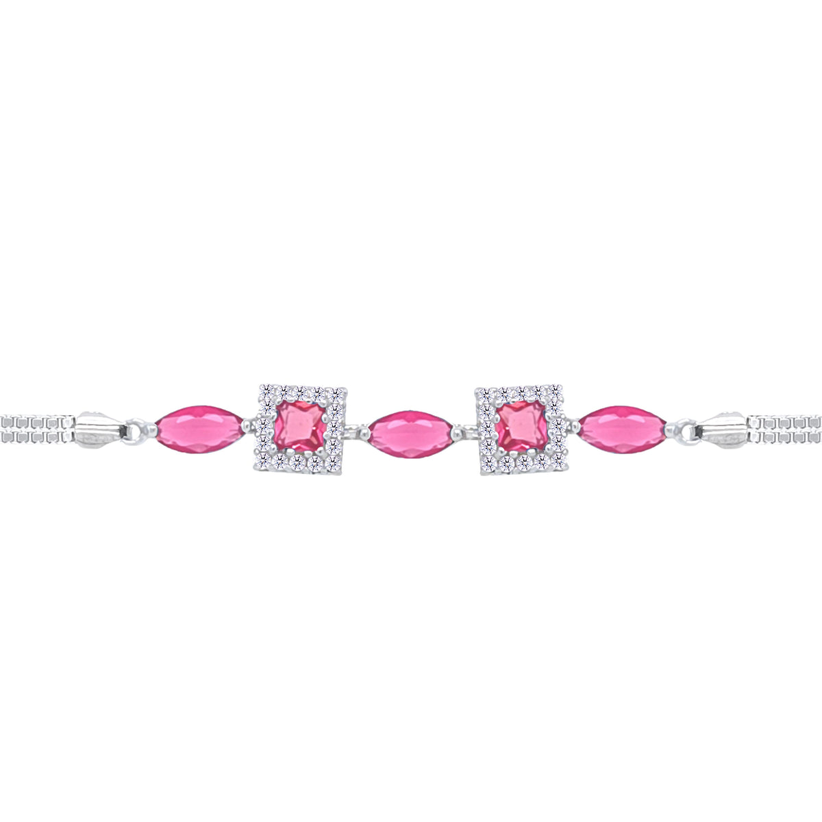 Asfour Crystal Tennis Bracelet With Turquoise Pear & Emerald Zircon In 925 Sterling Silver