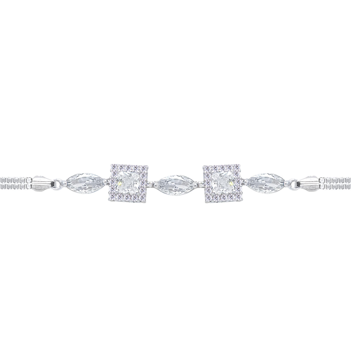 Asfour Crystal Tennis Bracelet With Turquoise Pear & Emerald Zircon In 925 Sterling Silver