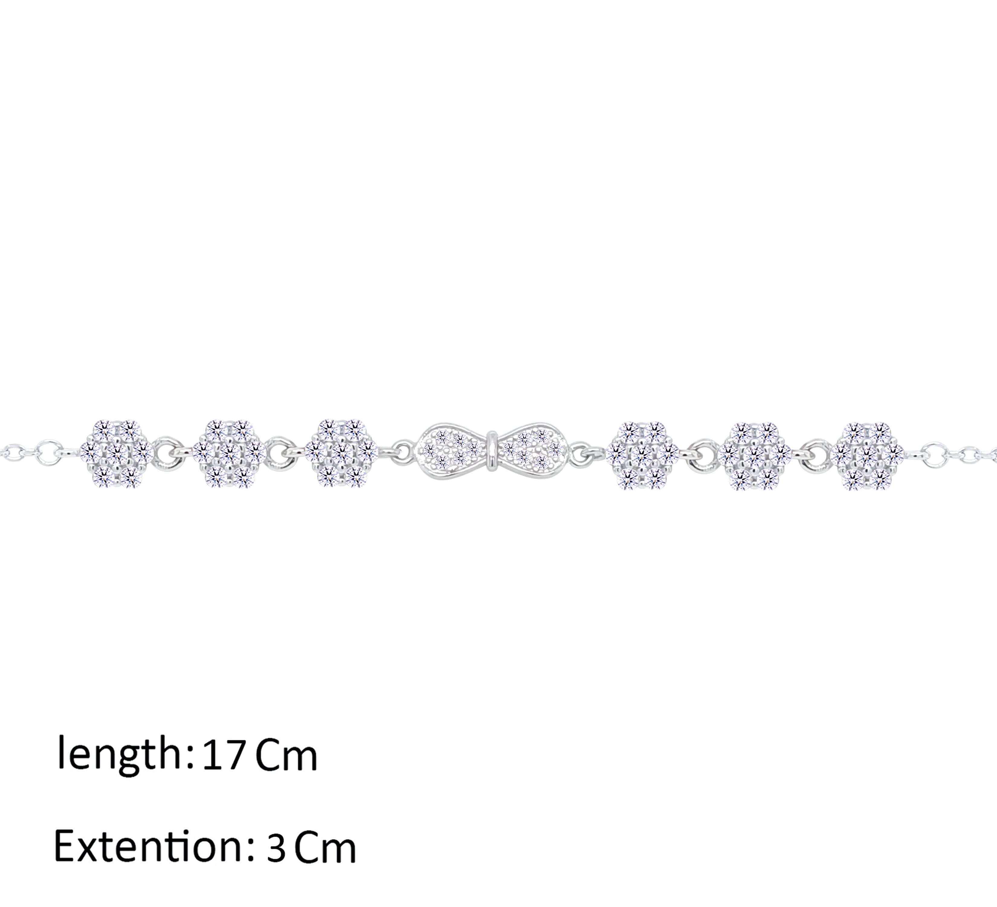 Asfour Crystal Chain Bracelet With Bow Design In 925 Sterling Silver-BD0297