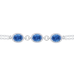 Asfour Crystal Tennis Bracelet With Turquoise Pear & Emerald Zircon In 925 Sterling Silver