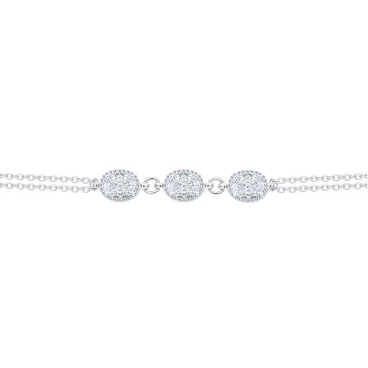 Asfour Crystal Chain Bracelet With Zircon Oval Design In 925 Sterling Silver-BD0302