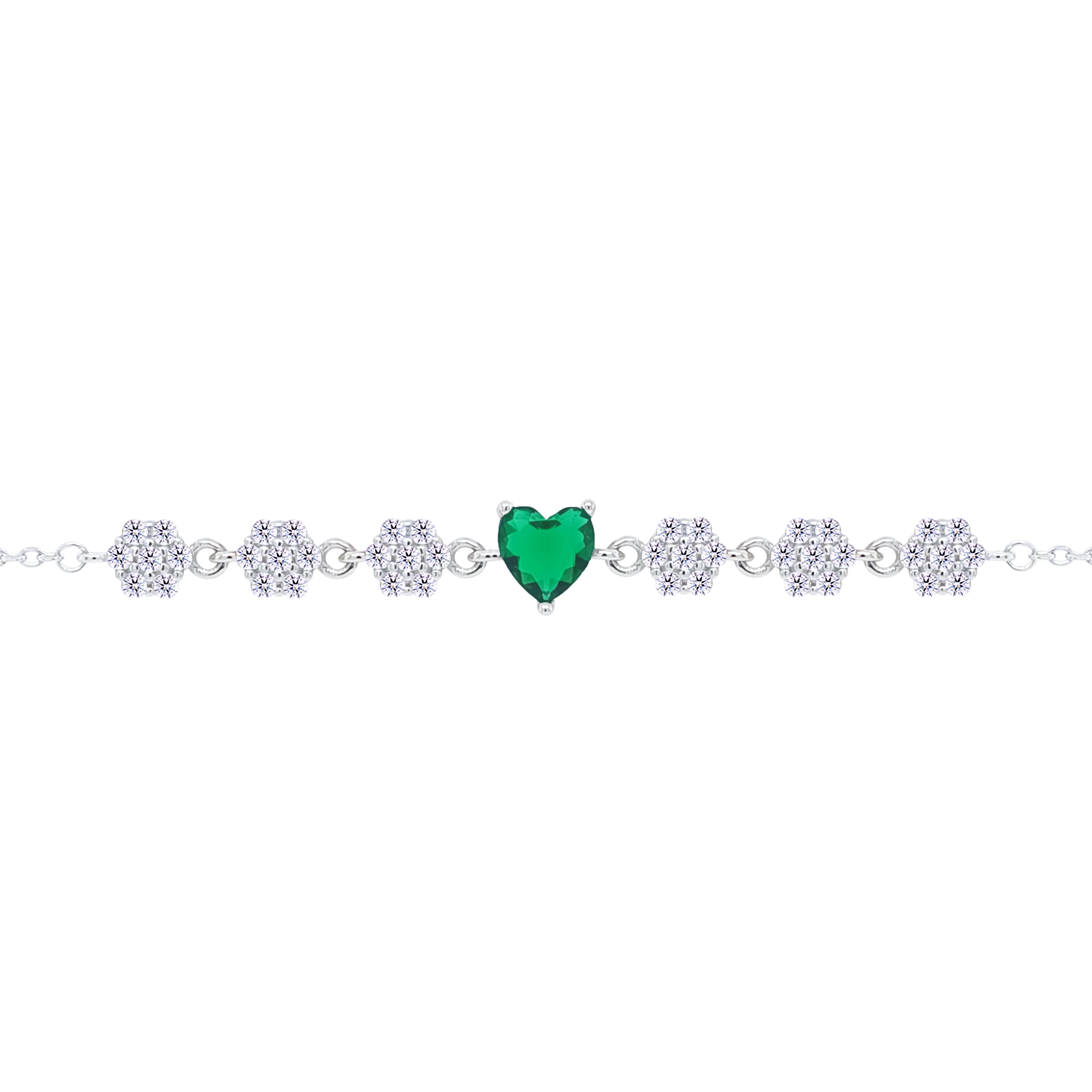 Asfour Crystal Tennis Bracelet With Turquoise Pear & Emerald Zircon In 925 Sterling Silver