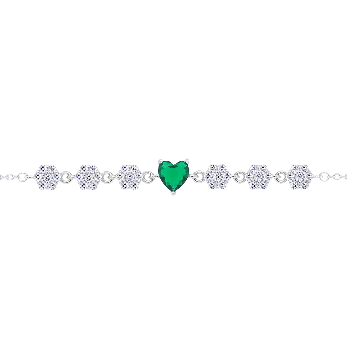 Asfour Crystal Tennis Bracelet With Turquoise Pear & Emerald Zircon In 925 Sterling Silver