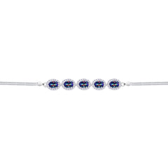 Asfour Crystal Box Chain Bracelet With Multi Color Oval Design In 925 Sterling Silver-BD0305-AP