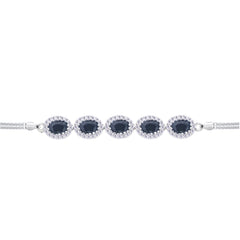 Asfour Crystal Tennis Bracelet With Turquoise Pear & Emerald Zircon In 925 Sterling Silver