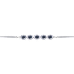 Asfour Crystal Box Chain Bracelet With Black Oval Design In 925 Sterling Silver-BD0305-P