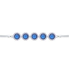 Asfour Crystal Tennis Bracelet With Turquoise Pear & Emerald Zircon In 925 Sterling Silver