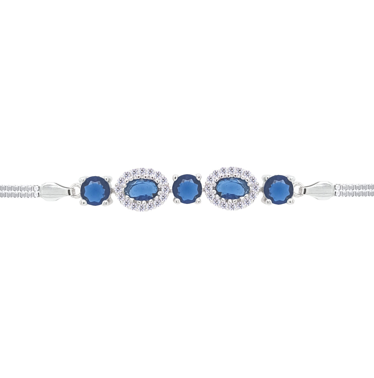 Asfour Crystal Tennis Bracelet With Turquoise Pear & Emerald Zircon In 925 Sterling Silver