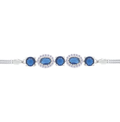 Asfour Crystal Tennis Bracelet With Turquoise Pear & Emerald Zircon In 925 Sterling Silver