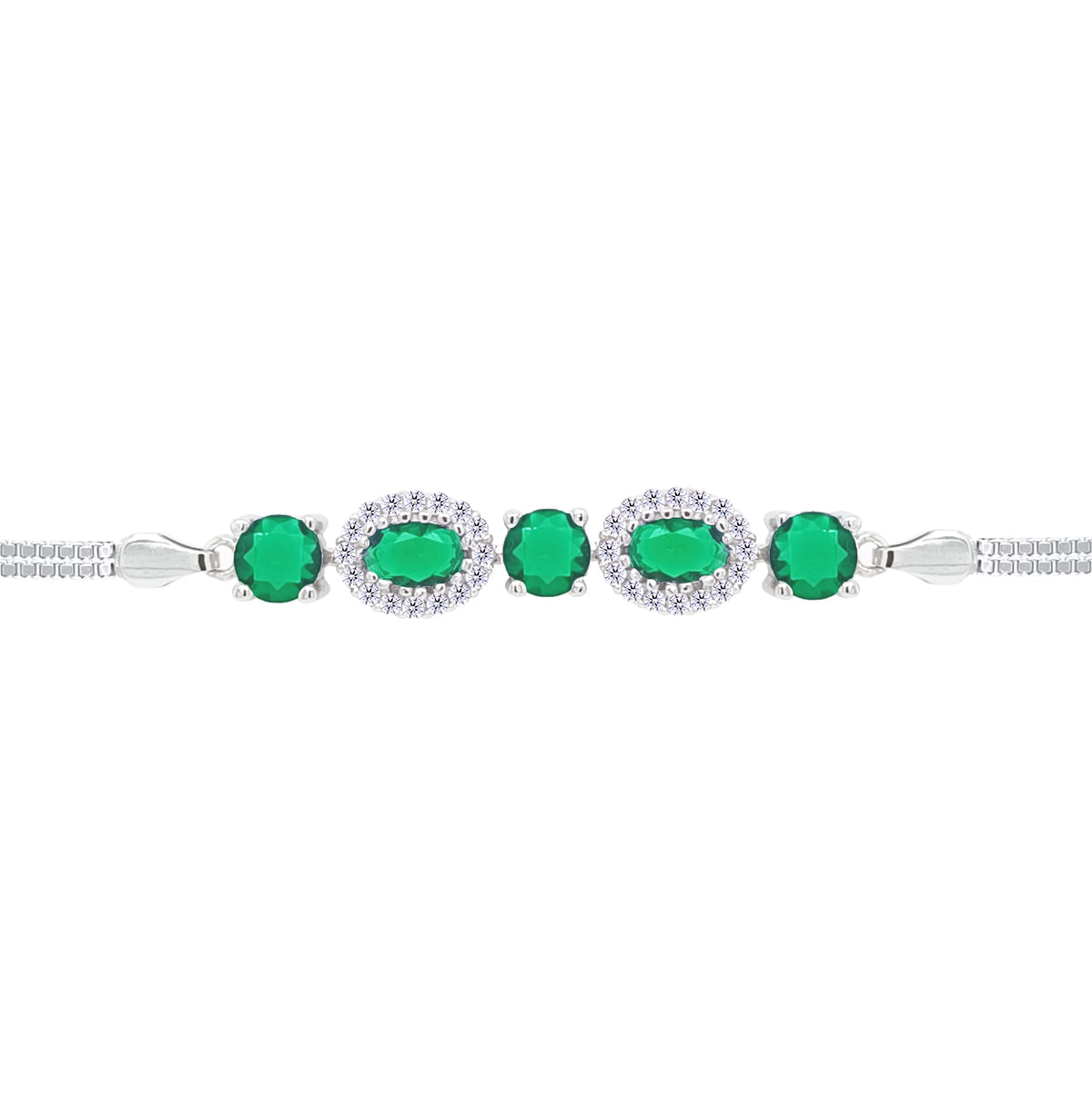 Asfour Crystal Tennis Bracelet With Turquoise Pear & Emerald Zircon In 925 Sterling Silver