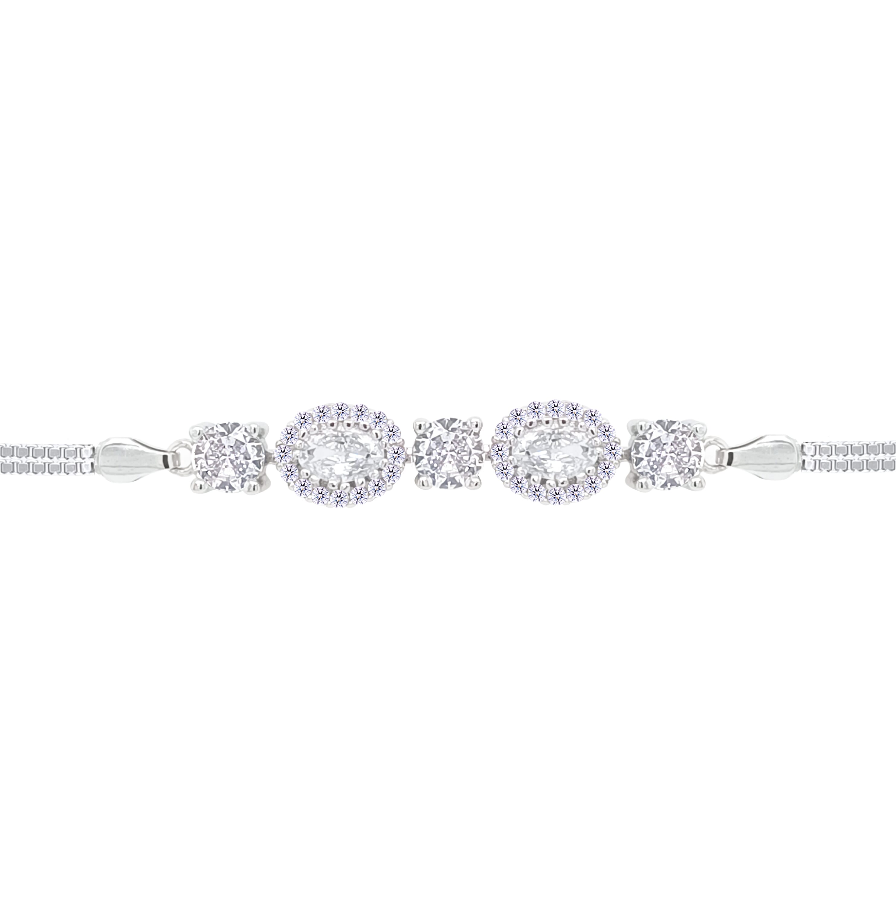 Asfour Crystal Tennis Bracelet With Turquoise Pear & Emerald Zircon In 925 Sterling Silver