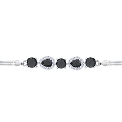 Asfour Crystal Tennis Bracelet With Turquoise Pear & Emerald Zircon In 925 Sterling Silver