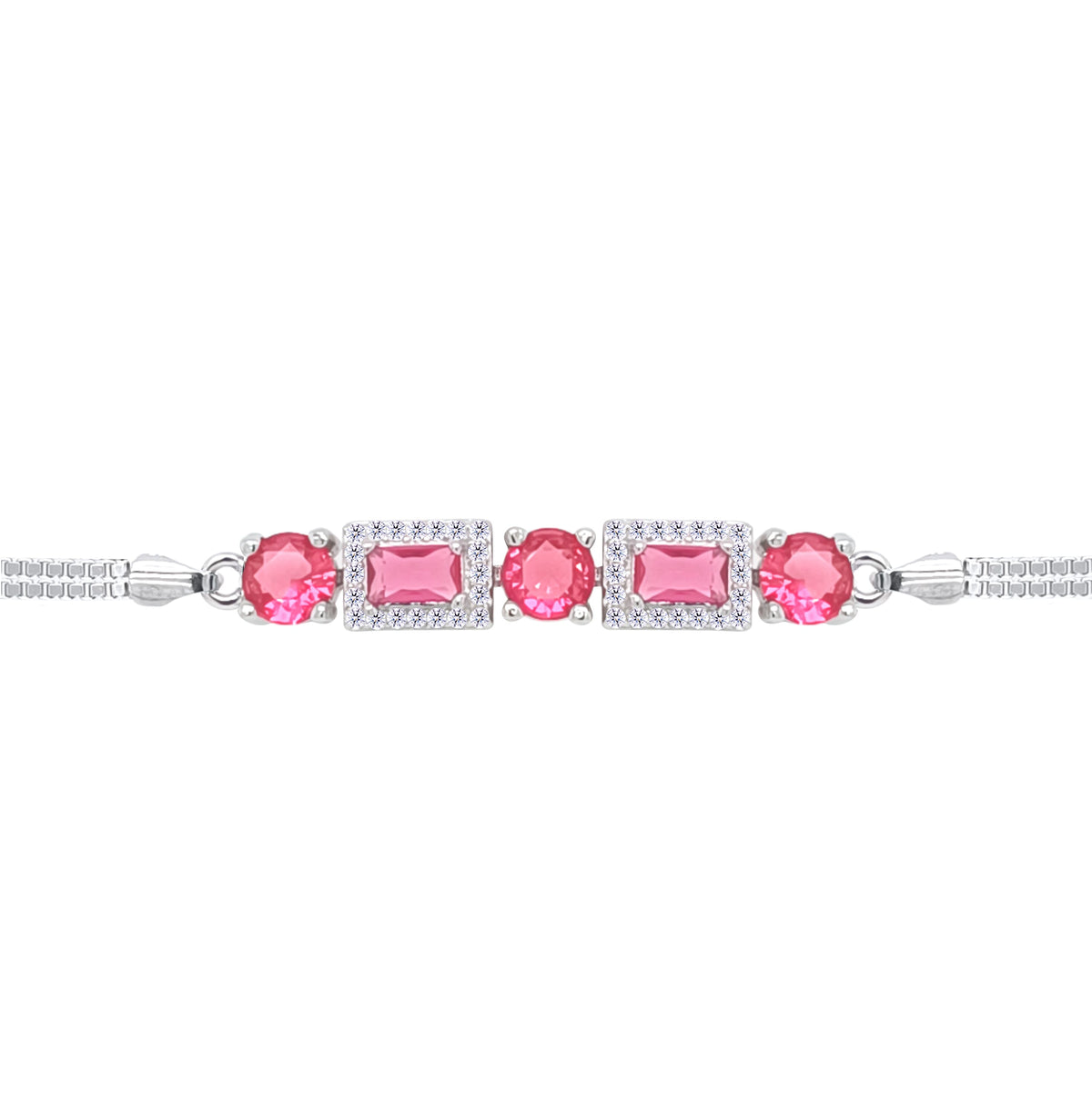 Asfour Crystal Tennis Bracelet With Turquoise Pear & Emerald Zircon In 925 Sterling Silver