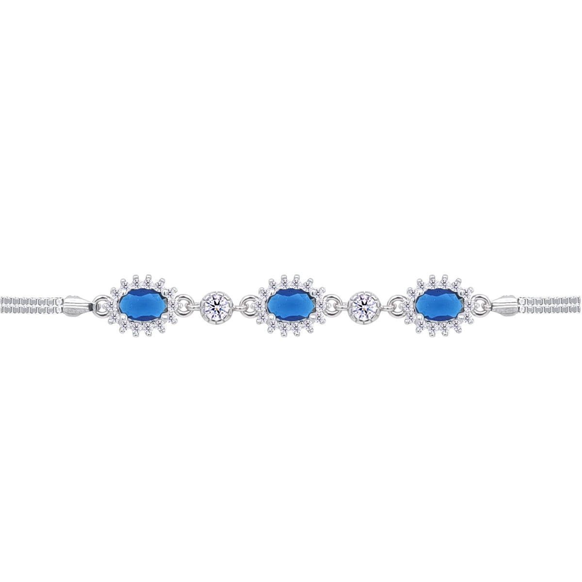 Asfour Crystal Tennis Bracelet With Turquoise Pear & Emerald Zircon In 925 Sterling Silver