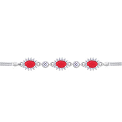 Asfour Crystal Tennis Bracelet With Turquoise Pear & Emerald Zircon In 925 Sterling Silver