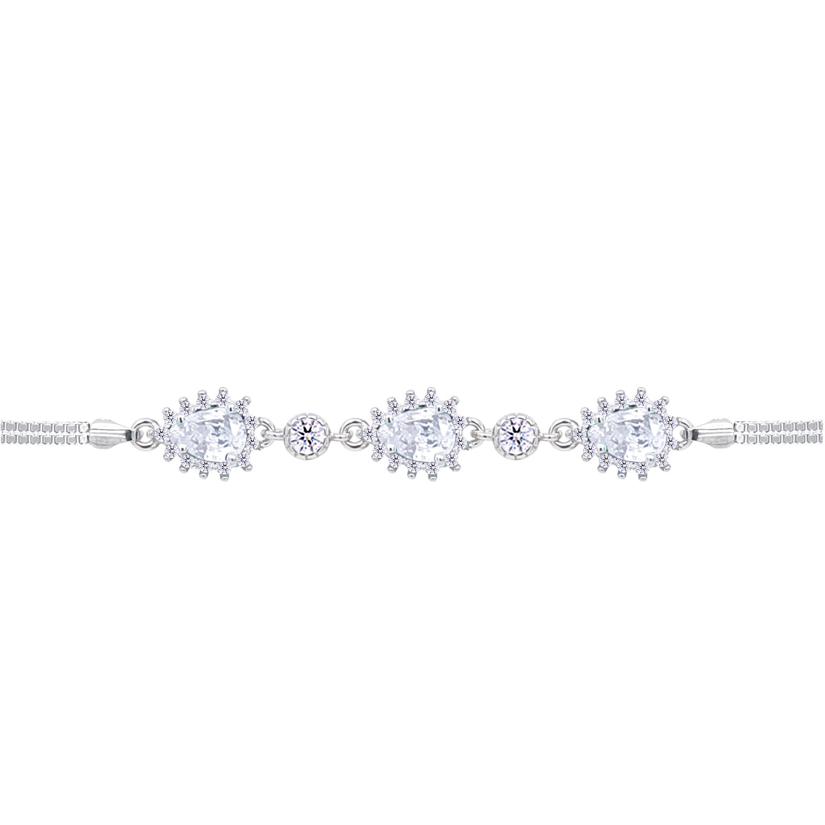 Asfour Crystal Tennis Bracelet With Turquoise Pear & Emerald Zircon In 925 Sterling Silver