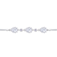 Asfour Crystal Tennis Bracelet With Turquoise Pear & Emerald Zircon In 925 Sterling Silver