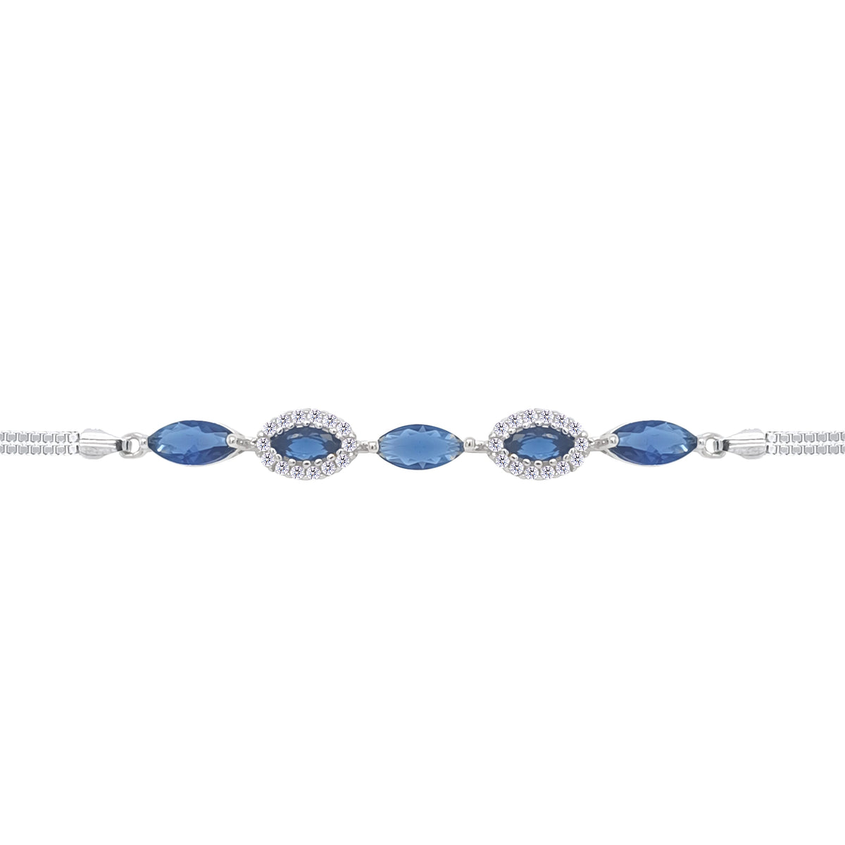 Asfour Crystal Tennis Bracelet With Turquoise Pear & Emerald Zircon In 925 Sterling Silver