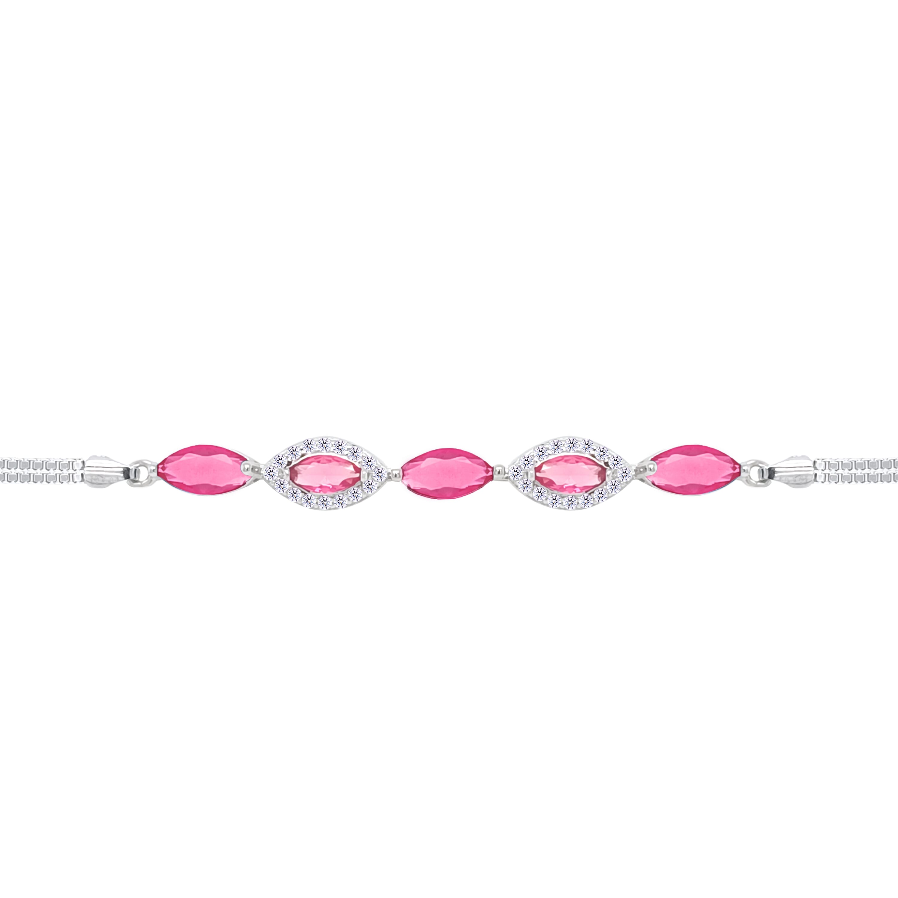 Asfour Crystal Tennis Bracelet With Turquoise Pear & Emerald Zircon In 925 Sterling Silver