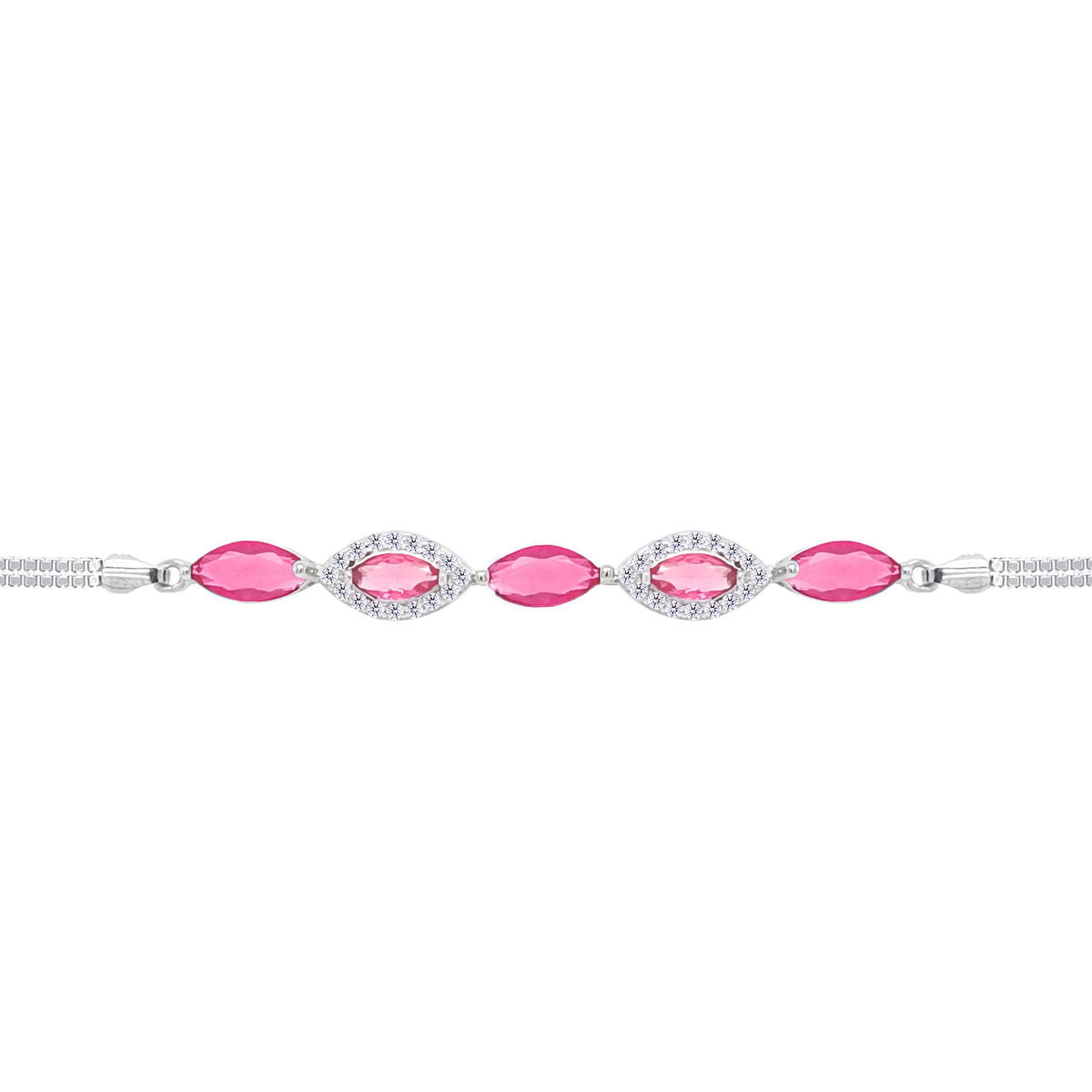 Asfour Crystal Tennis Bracelet With Turquoise Pear & Emerald Zircon In 925 Sterling Silver