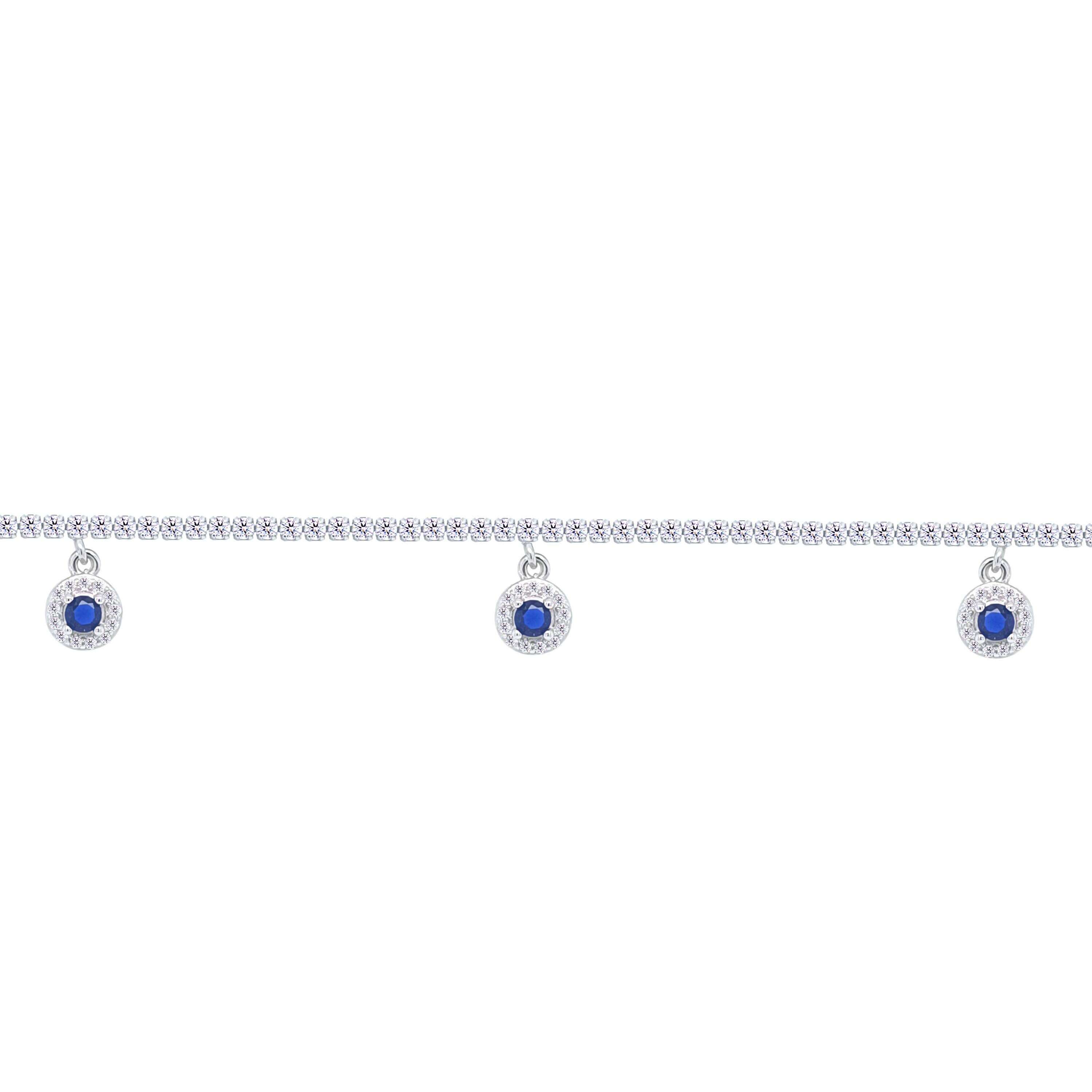 Asfour Crystal Tennis Bracelet With Turquoise Pear & Emerald Zircon In 925 Sterling Silver