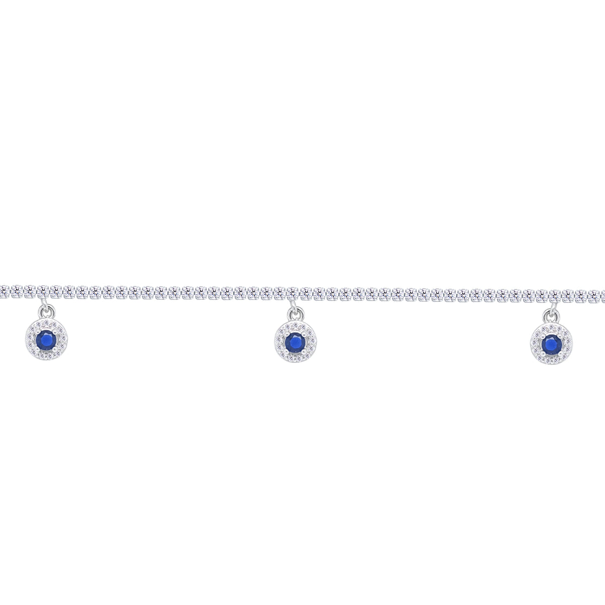 Asfour Crystal Tennis Bracelet With Turquoise Pear & Emerald Zircon In 925 Sterling Silver