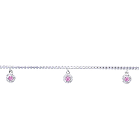 Asfour Crystal Tennis Bracelet With Turquoise Pear & Emerald Zircon In 925 Sterling Silver