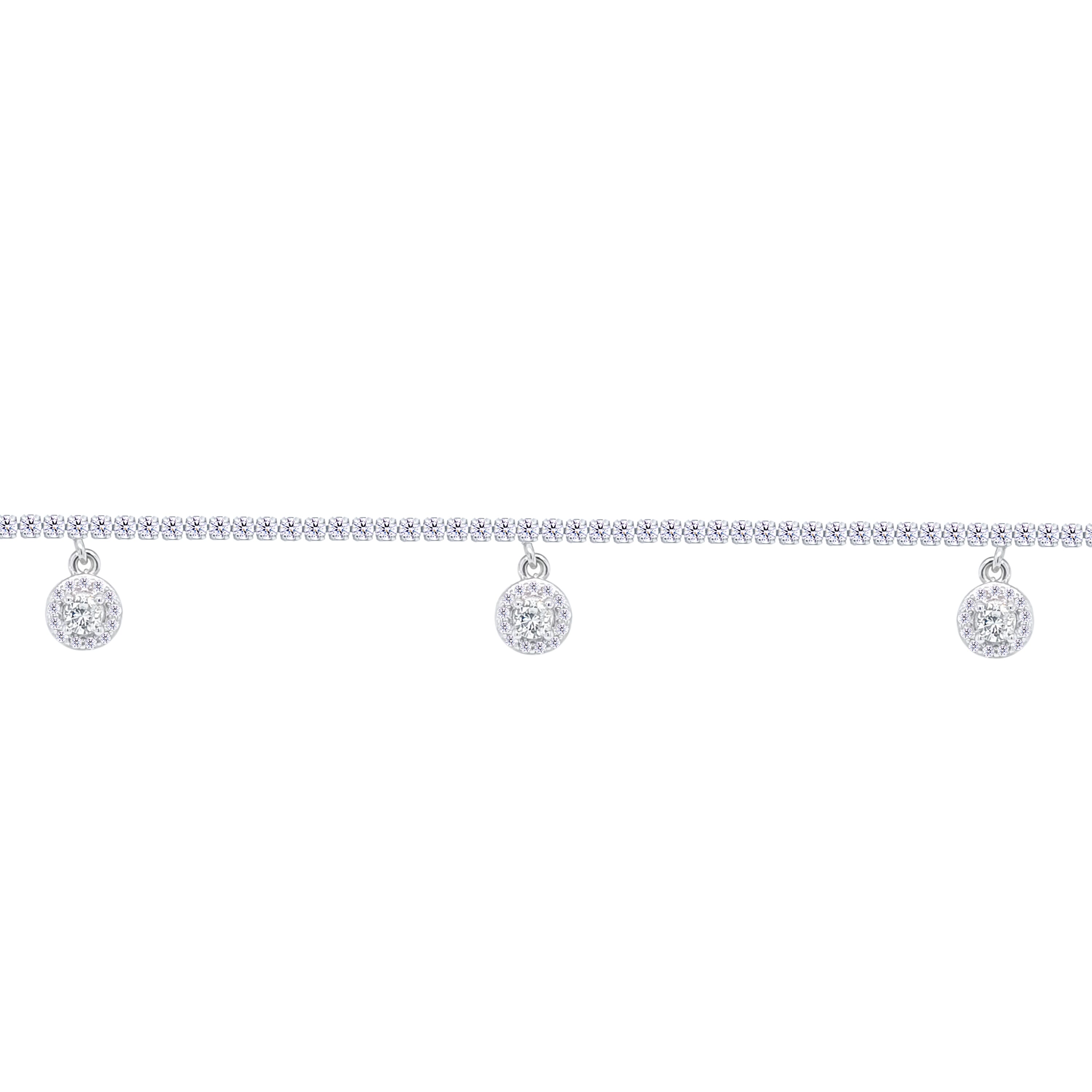 Asfour Crystal Tennis Bracelet With Round Zircon Stones In 925 Sterling Silver-BD0319