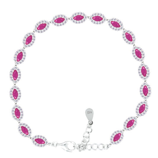 Asfour Crystal Tennis Bracelet With Turquoise Pear & Emerald Zircon In 925 Sterling Silver