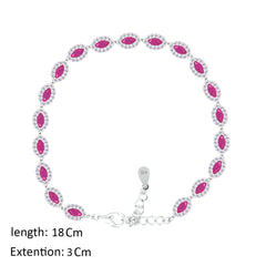Asfour Creations Tennis Bracelet With Fuchsia Marquise Design In 925 Sterling Silver – BD0326-F