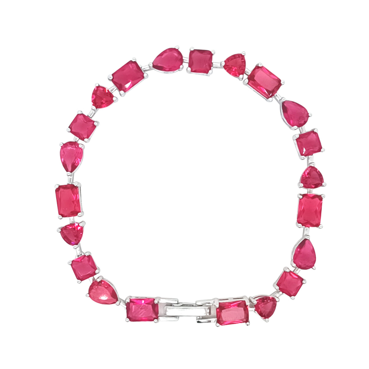 Asfour Crystal Tennis Bracelet With Turquoise Pear & Emerald Zircon In 925 Sterling Silver