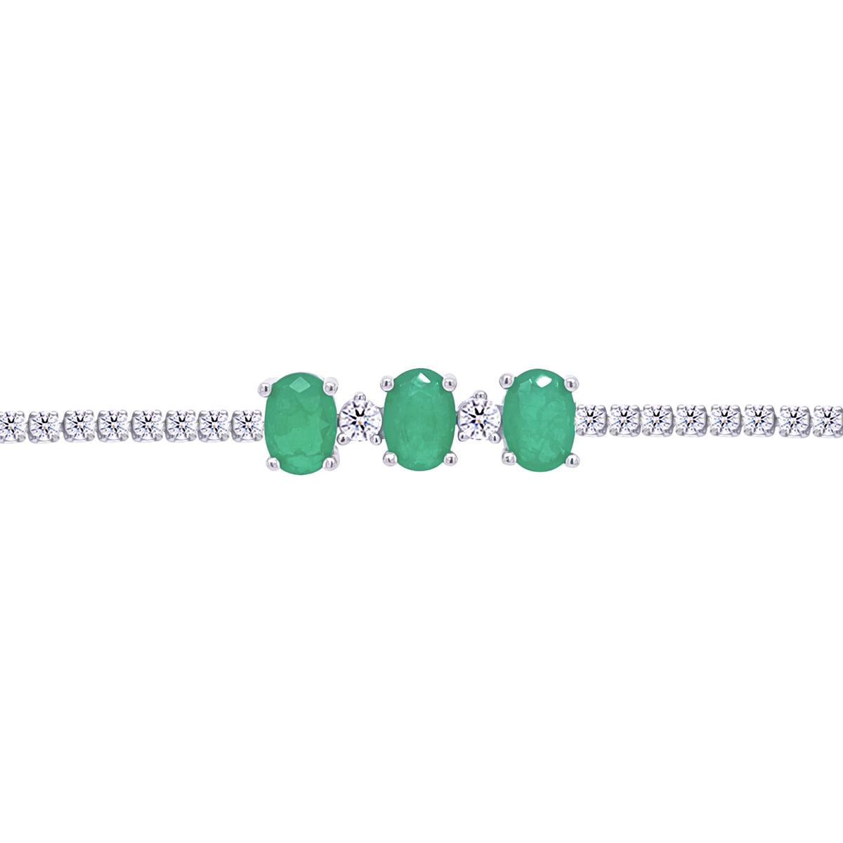 Asfour Crystal Tennis Bracelet With Turquoise Pear & Emerald Zircon In 925 Sterling Silver