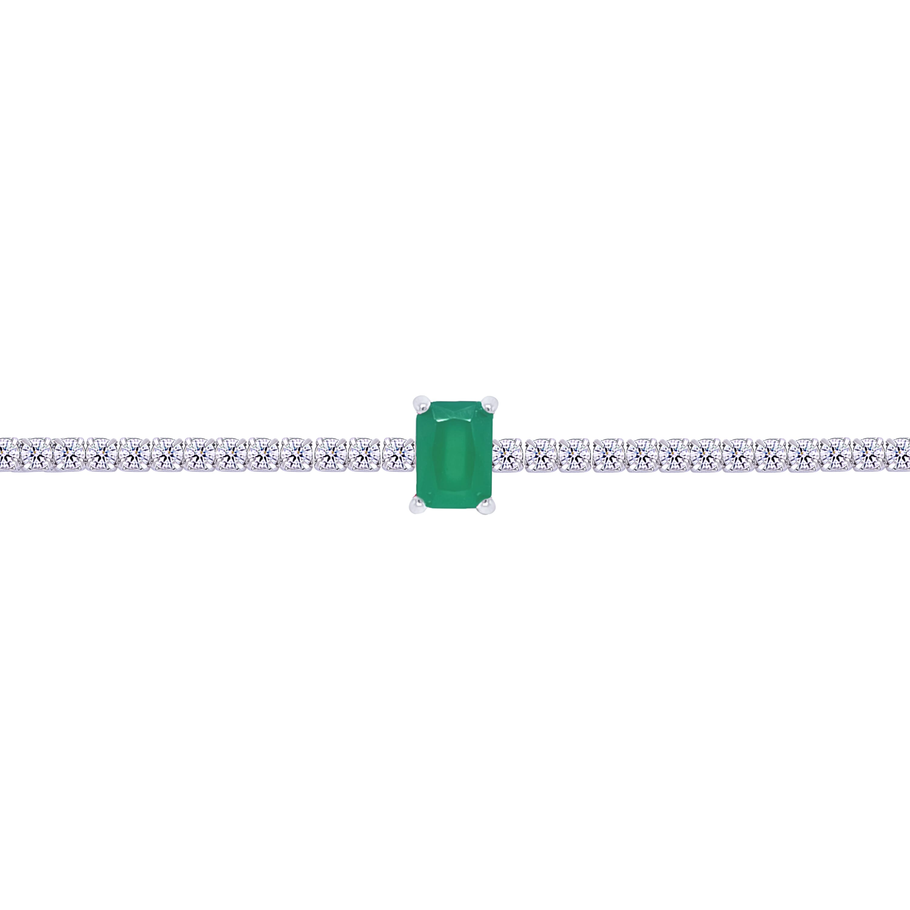 Asfour Crystal Tennis Bracelet With Turquoise Pear & Emerald Zircon In 925 Sterling Silver