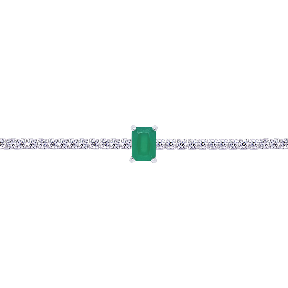 Asfour Crystal Tennis Bracelet With Turquoise Pear & Emerald Zircon In 925 Sterling Silver
