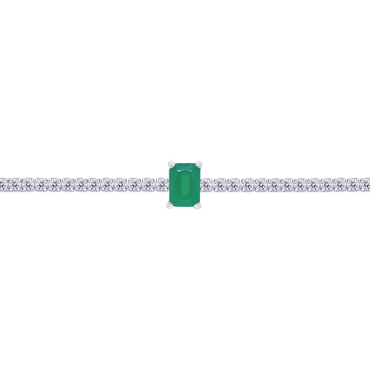 Asfour Crystal Tennis Bracelet With Turquoise Pear & Emerald Zircon In 925 Sterling Silver