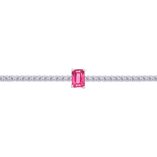 Asfour Crystal Tennis Bracelet With Turquoise Pear & Emerald Zircon In 925 Sterling Silver
