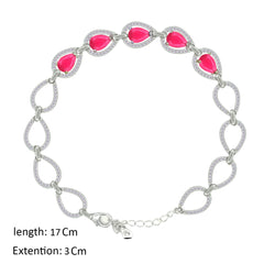 Asfour Creations Tennis Bracelet With Fuchsia Pear Design In 925 Sterling Silver – BD0334-F