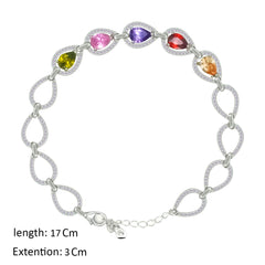 Asfour Creations Tennis Bracelet With Multicolor Oval Stones In 925 Sterling Silver – BD0334-K