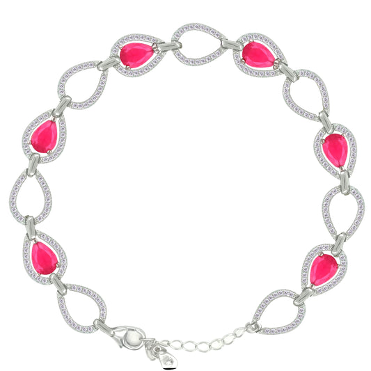 Asfour Crystal Tennis Bracelet With Turquoise Pear & Emerald Zircon In 925 Sterling Silver