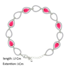 Asfour Creations Tennis Bracelet With Fuchsia Pear Design In 925 Sterling Silver – BD0335-F