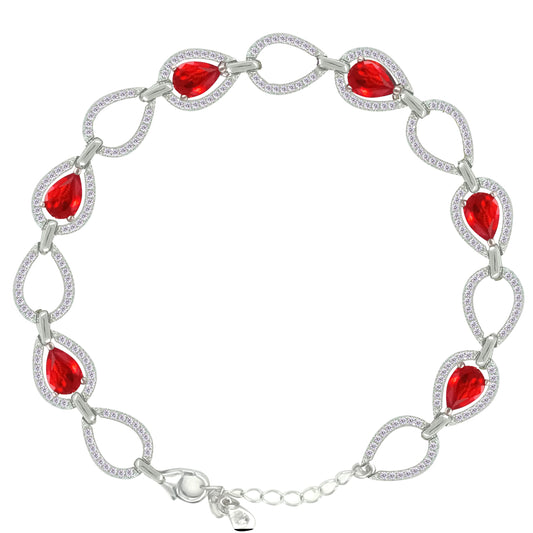 Asfour Crystal Tennis Bracelet With Turquoise Pear & Emerald Zircon In 925 Sterling Silver