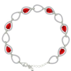 Asfour Crystal Tennis Bracelet With Turquoise Pear & Emerald Zircon In 925 Sterling Silver