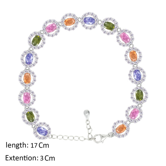 Asfour Creations Tennis Bracelet With Multicolor Round Design In 925 Sterling Silver – BD0336-K