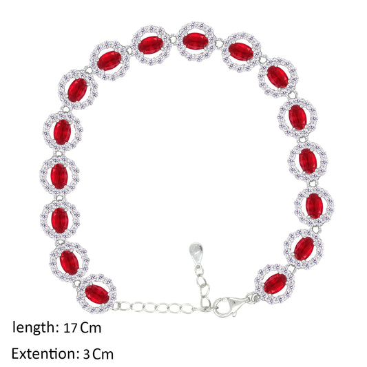Asfour Creations Tennis Bracelet With Ruby Round Design In 925 Sterling Silver – BD0336-R