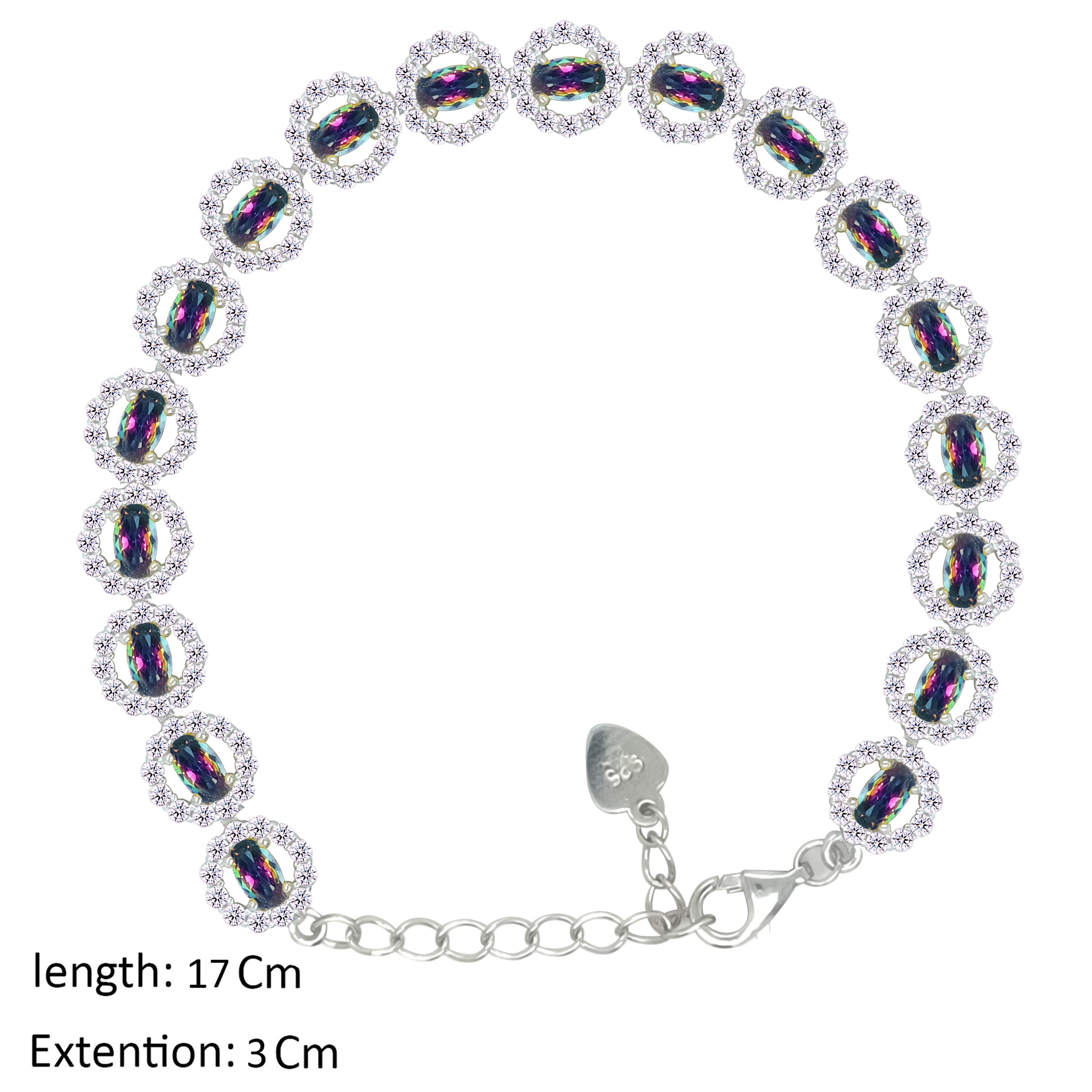 Asfour Crystal Tennis Bracelet With Ruby Round Design In 925 Sterling Silver-BD0337-AP